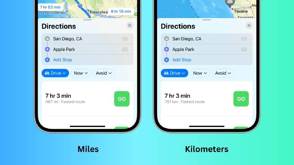 如何在Apple Maps和Google Maps中的英里和公里之间切换？